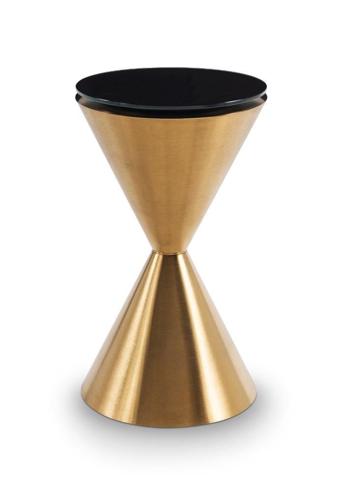 Gillmore Space Iona Collection Hourglass Side Table with Brushed Brass Base
