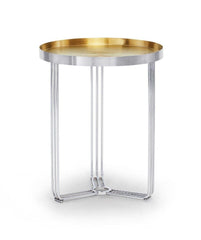 Gillmore Space Finn Collection Circular Side Table with Polished Chrome Frame