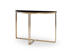 Gillmore Space Finn Collection Demi Lune Console Table with Brushed Brass Frame