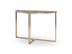 Gillmore Space Finn Collection Demi Lune Console Table with Brushed Brass Frame
