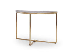 Gillmore Space Finn Collection Demi Lune Console Table with Brushed Brass Frame