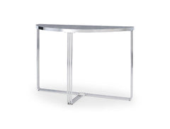 Gillmore Space Finn Collection Demi Lune Console Table with Polished Chrome Frame