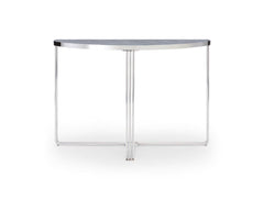 Gillmore Space Finn Collection Demi Lune Console Table with Polished Chrome Frame