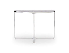 Gillmore Space Finn Collection Demi Lune Console Table with Polished Chrome Frame