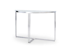 Gillmore Space Finn Collection Demi Lune Console Table with Polished Chrome Frame