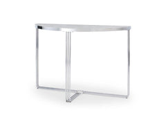 Gillmore Space Finn Collection Demi Lune Console Table with Polished Chrome Frame