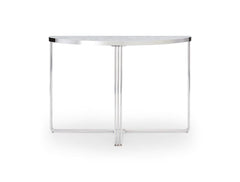 Gillmore Space Finn Collection Demi Lune Console Table with Polished Chrome Frame