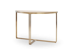 Gillmore Space Finn Collection Demi Lune Console Table with Brushed Brass Frame