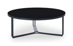Gillmore Space Finn Collection Large Circular Coffee Table with Matt Black Frame