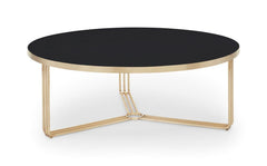 Gillmore Space Finn Collection Large Circular Coffee Table with  Brass Frame