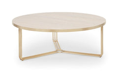Gillmore Space Finn Collection Large Circular Coffee Table with  Brass Frame