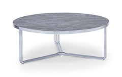 Gillmore Space Finn Collection Large Circular Coffee Table with Chrome Frame