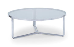 Gillmore Space Finn Collection Large Circular Coffee Table with Chrome Frame