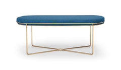 Gillmore Space Finn Collection Ottoman with Upholstered Top and Brushed Brass Frame