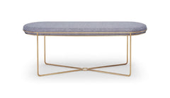 Gillmore Space Finn Collection Ottoman with Upholstered Top and Brushed Brass Frame