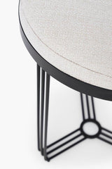 Gillmore Space Finn Collection Circular Side Table/Stool with Upholstered Top and Matt Black Frame