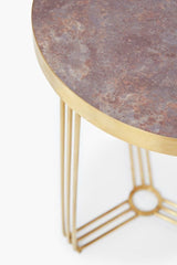 Gillmore Space Finn Collection Circular Side Table with Brushed Brass Frame