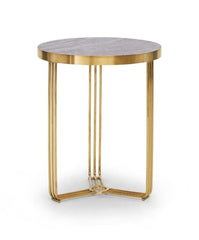Gillmore Space Finn Collection Circular Side Table with Brushed Brass Frame