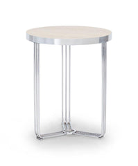 Gillmore Space Finn Collection Circular Side Table with Polished Chrome Frame