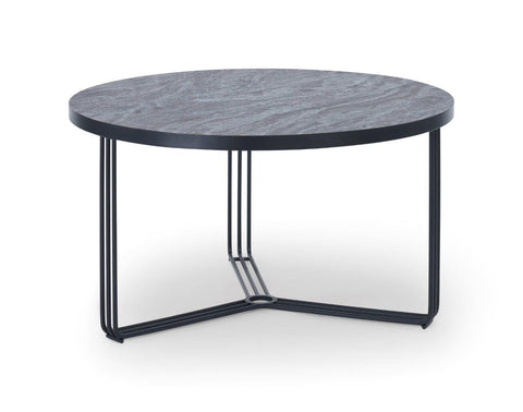 Gillmore Space Finn Collection Small Circular Coffee Table with Matt Black Frame