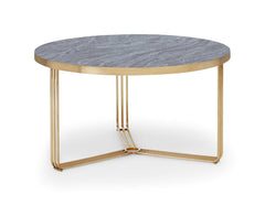 Gillmore Space Finn Collection Small Circular Coffee Table with  Brass Frame