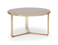 Gillmore Space Finn Collection Small Circular Coffee Table with  Brass Frame
