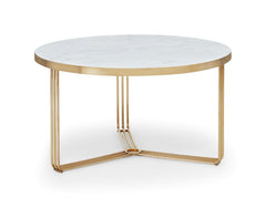 Gillmore Space Finn Collection Small Circular Coffee Table with  Brass Frame