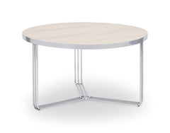 Gillmore Space Finn Collection Small Circular Coffee Table with Polished Chrome Frame