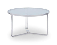 Gillmore Space Finn Collection Small Circular Coffee Table with Polished Chrome Frame