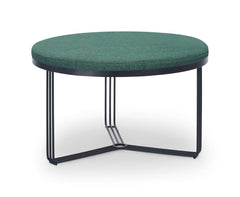 Gillmore Space Finn Collection Small Circular Coffee Table/Footstool with Upholstered Top and Matt  Black Frame