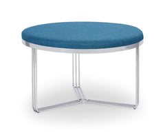 Gillmore Space Finn Collection Small Circular Coffee Table/Footstool with Upholstered Top and Polished Chrome Frame