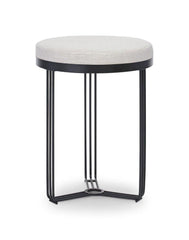 Gillmore Space Finn Collection Circular Side Table/Stool with Upholstered Top and Matt Black Frame