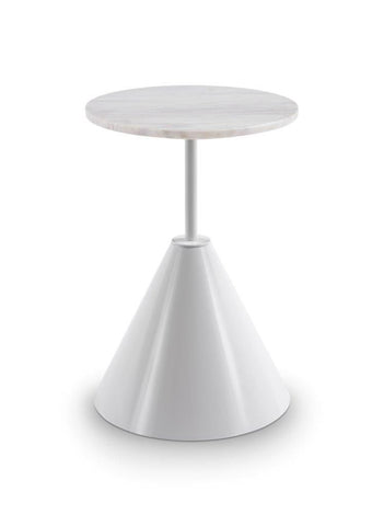 Gillmore Space Iona Collection Round Side Table with White Gloss Powder Base