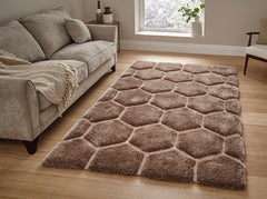 Think Rugs Hand Tufted Shaggy Collection - Noble House NH 30782 Beige