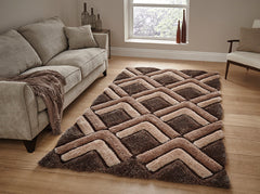 Think Rugs Hand Tufted Shaggy Collection - Noble House NH 8199 Brown