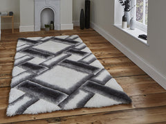 Think Rugs Hand Tufted Shaggy Collection - Noble House NH 9716 Grey/Ivory