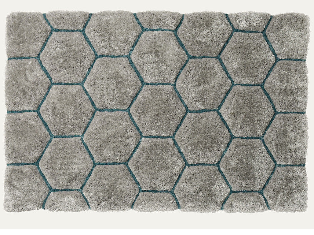 Think Rugs Hand Tufted Shaggy Collection - Noble House NH 30782 Grey/Blue