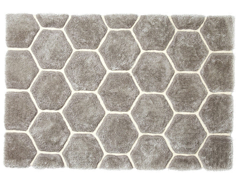Think Rugs Hand Tufted Shaggy Collection - Noble House NH 30782 Grey/White