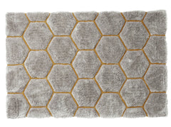 Think Rugs Hand Tufted Shaggy Collection - Noble House NH 30782 Grey/Yellow