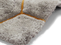 Think Rugs Hand Tufted Shaggy Collection - Noble House NH 30782 Grey/Yellow