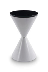 Gillmore Space Iona Collection Hourglass Side Table with White Gloss Powder Base