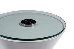 Gillmore Space Iona Collection Hourglass Side Table with White Gloss Powder Base