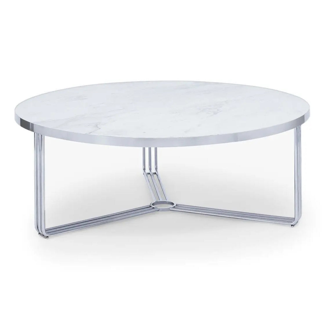Gillmore Space Finn Collection Large Circular Coffee Table with Chrome Frame