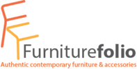 Logo of Furniturefolio with stylized chair and text on a white background