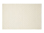 An off-white textured area rug with a geometric pattern of raised diagonal lines, shown flat against a white background.