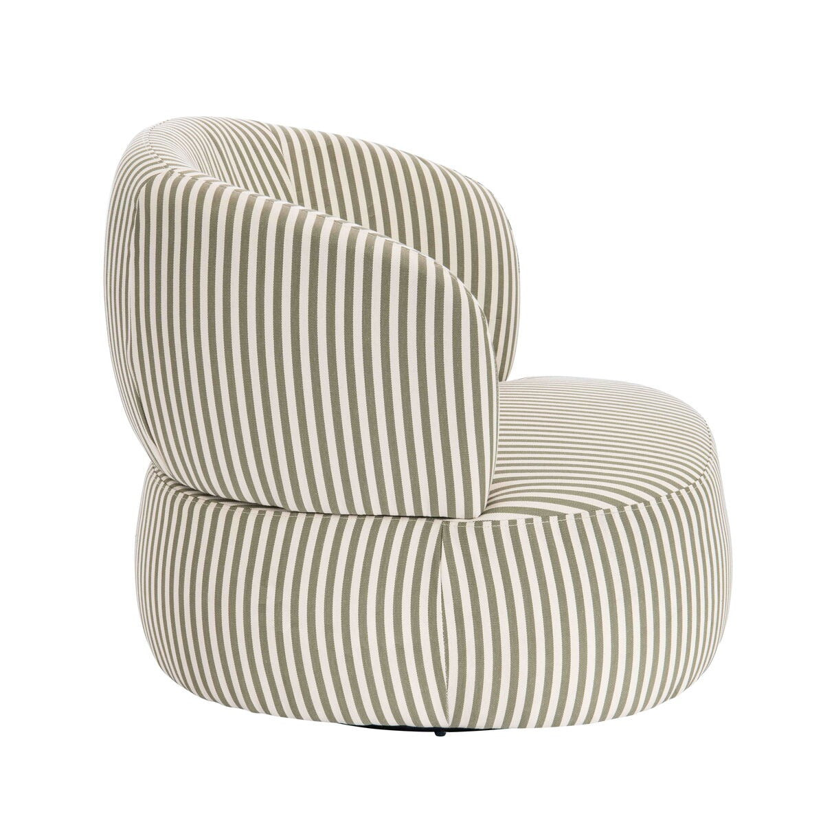 Parsac Olive Green and White Stripe Swivel Lounge Chair
