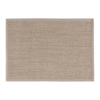 A rectangular woven area rug in a light taupe-beige color, shown flat against a solid white background.