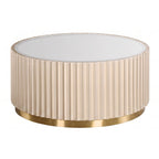 Dusino Champagne Gold Finish | Flute Detail | Coffee Table with Mirror Top
