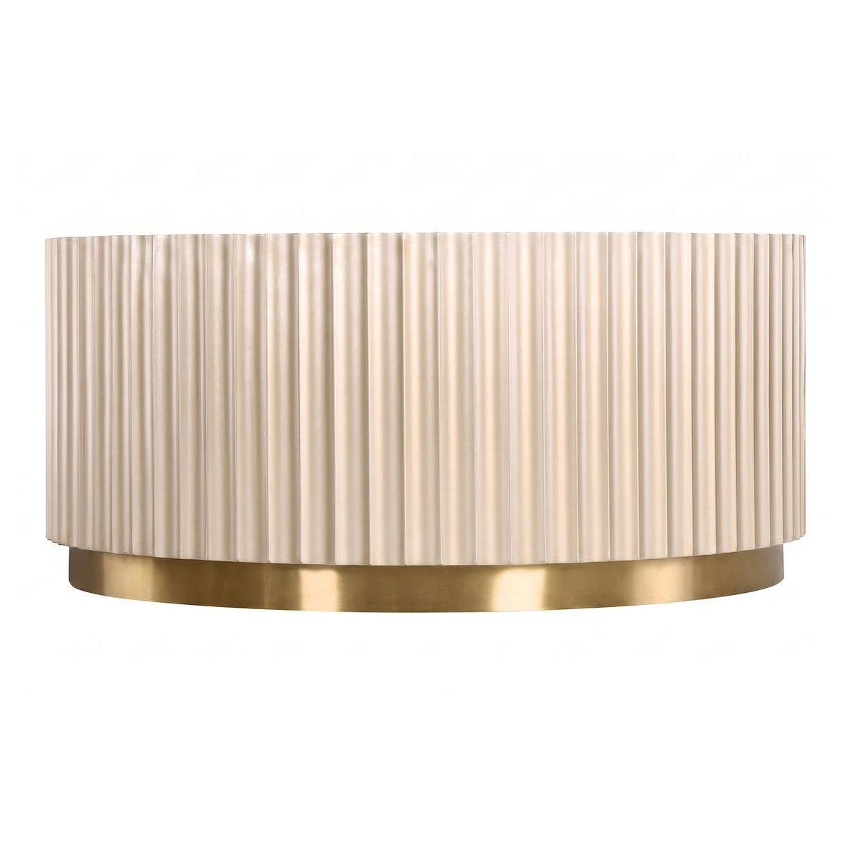 Dusino Champagne Gold Finish | Flute Detail | Coffee Table with Mirror Top