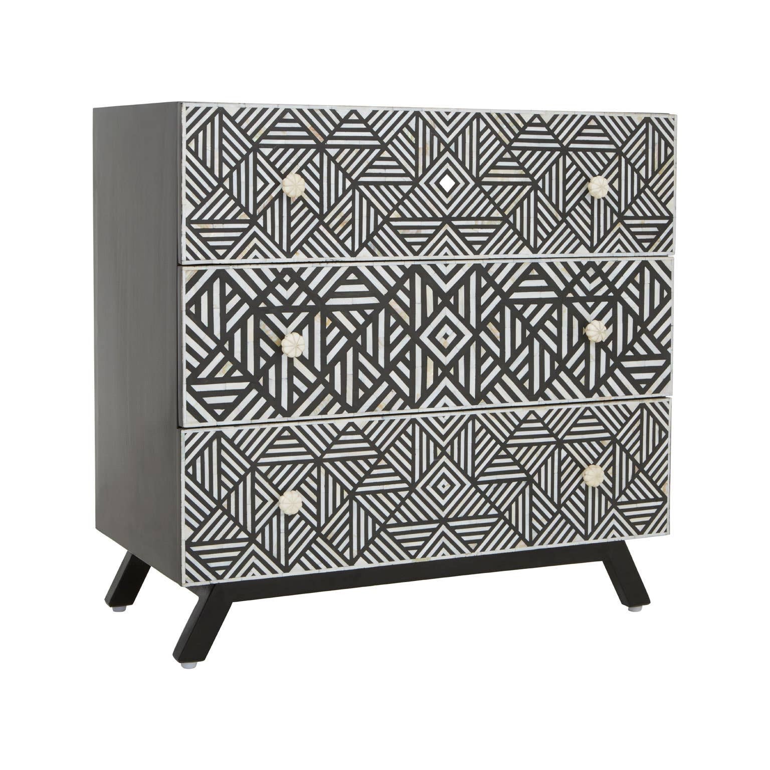 Fusion Black and Mother of Pearl Chest of 3 Drawers